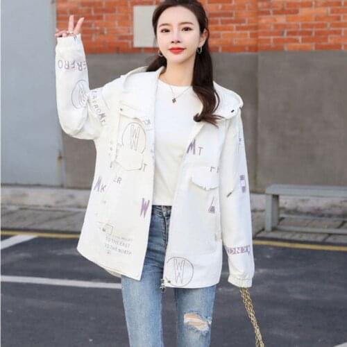 Women Casual Jacket 2021 Spring Autumn New Tooling Street Windbreaker Loose Hooded Female Student Coat Zipper Short Outerwear