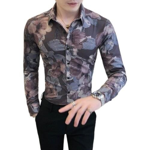 New British slimming shirt Korean version of the trend of ruffians handsome long-sleeved shirt