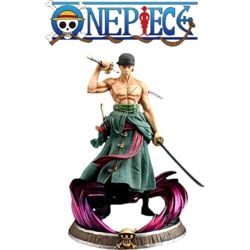 2021 New 38cm One Piece Animated Character Roronoa Zoro Realistic Expression Cool Pvc Material Male Adult Children Toy Gift