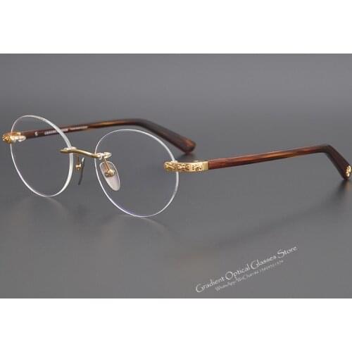 Japanese retro style eyewear titanium round rimless eye glasses myopic men and women prescription optical reading glasses frame