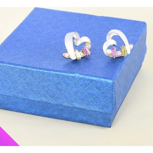 A pair shiny zirconia heart-shaped earrings simple sweet romantic fashion girl lady jewelry gift 2021 summer new style