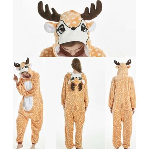 Adult Christmas Pajamas Women Unicorn Sleepwear Onesie Kigurumi Pyjama Anime Cartoon Overalls Winter Rabbit Nightie Home Clothes