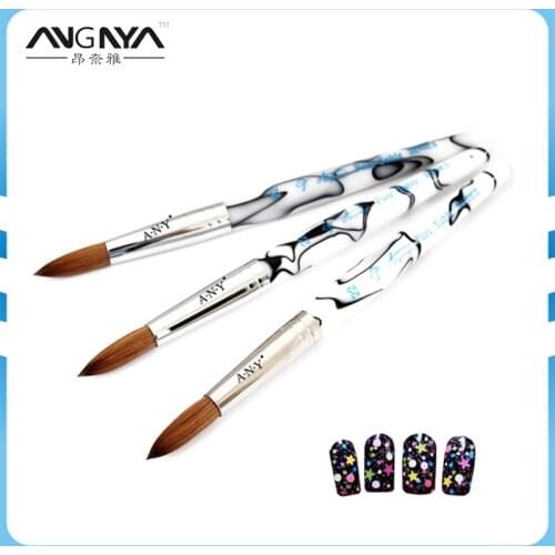 Professional White Kolinsky Sable Brush Size #16/#18/#20/#22 Acrylic Nail Art Builder Brushes Oval Pure Sable Nail UV Gel pen