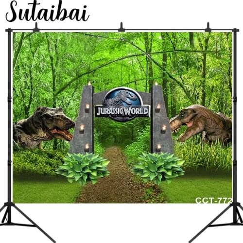 Jurassic World Dinosaur Park Decorations Backdrop Photography Children Birthday Party Banner Vinyl Tropical Jungle Safari Animal