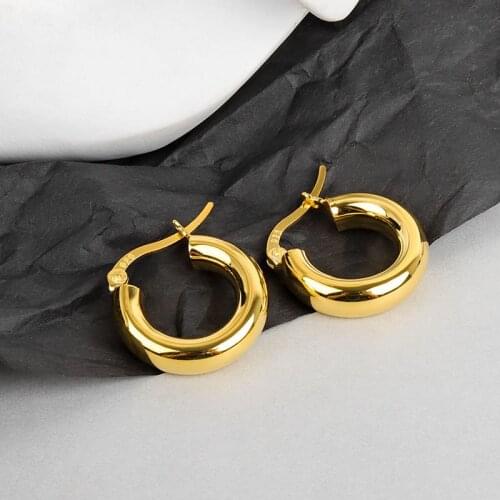 925 Sterling Silver Hoop Earrings Smooth Gold Earrings for Women Fashion Jewelry Mimimalist Korean Circle Brincos Party Gifts