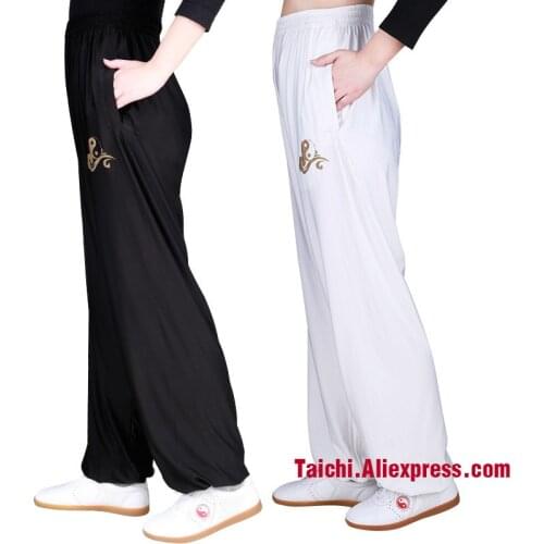 Tai Chi Pants Stretch Kung Fu Trousers Quick drying Martial Art clothes Yoga Pants White Black Green Pink And Gray