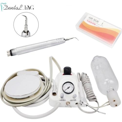 Dental 2/4Holes Air Turbine Unit with Dental Ultrasonic Air Scaler Handpiece 3 Tips Air Scaling Water Syringe Teeth Whitening
