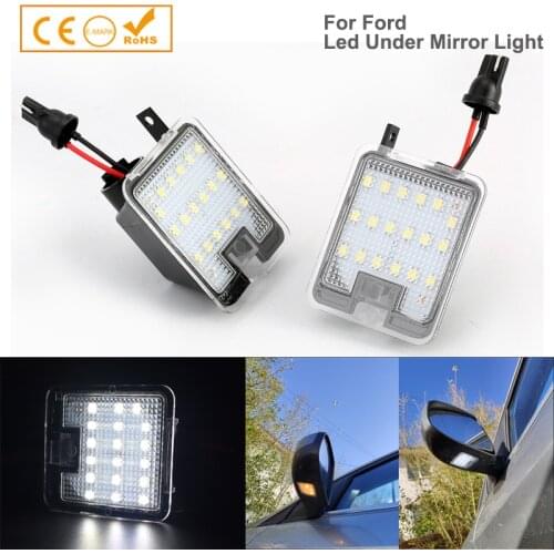 2Pcs Led Side Under Mirror Lamps Puddle Lihgt For Ford C-Max Kuga 1 2 Focus 3 Mondeo 4 5 S-Max Galaxy Grand Escape White Canbus