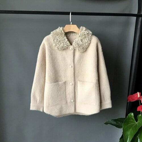Imitation mink velvet all-match 2021 new autumn and winter Korean loose sweater womens sweater fashion fur collar coat
