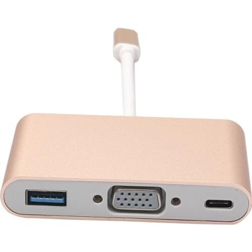 USB 3.1 Type C to VGA Digital Multiport Adapter with Female USB3.1 Type C and Female USB3.0 Charger Charging Port
