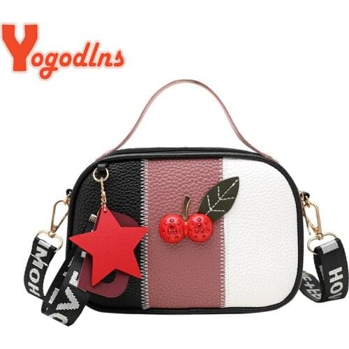Yogodlns Lovely Shoulder Bag PU Leather Crossbody Bag Tassel Messenger Bag Letter Strap Small Square Bag Shopping Lady Hangbag