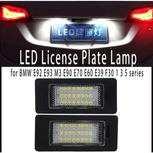 2pcs White Canbus LED License Number Plate Light No Error Tail Light Lamp for BMW E92 E93 M3 E90 E70 E60 E39 F30 1 3 5 series