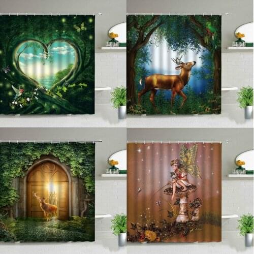 Fantasy Forest Fawn Curtains Bath curtain bathroom curtain set shower curtain Shower curtain Bathroom For bathroom Bathroom
