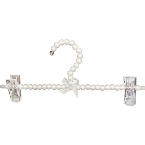 Pearl Beaded Clothes Hanger Rack with Clip for Pants Trouser Dress Skirt Holder Home Use, Multi Color