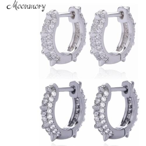 Moonmory Fine Jewelry 925 Sterling Silver 8 Rivet Zircon Huggies Circle Pave CZ Luxury 2020 Hoops Women 2020 Statement Fashion