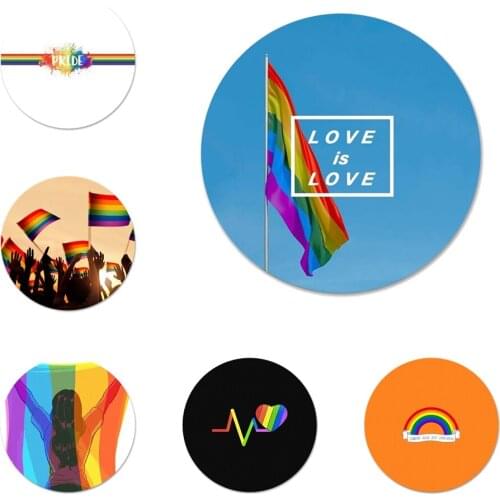 58mm Gay Lesbian LGBT Rainbow Pride Icons Pins Badge Decoration Brooches Metal Badges For Backpack Decoration
