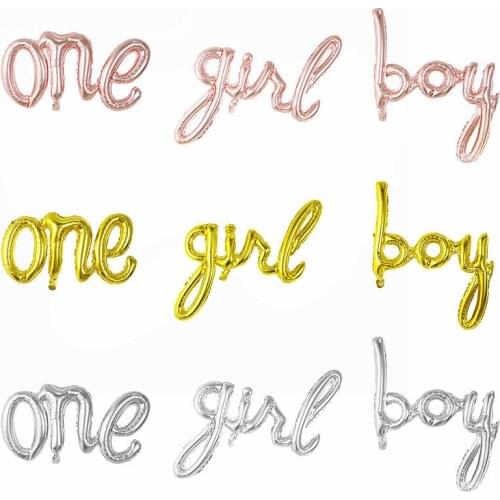 1pc One Boy Girl Hello Baby Siamese Letter Foil Balloons Baby Shower 1st First Birthday Party Decoration Balloons Air Globos