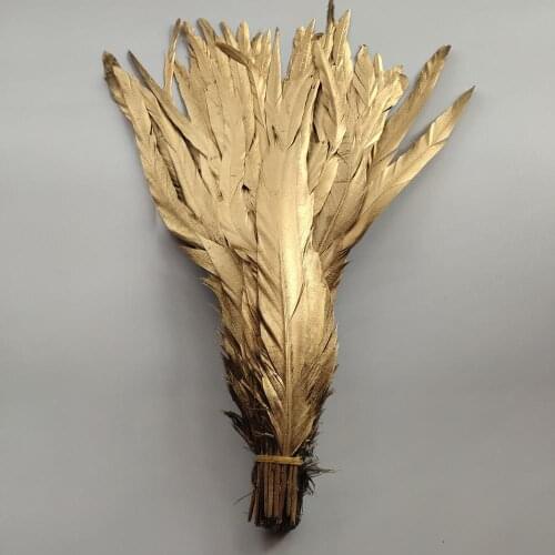 Hot 10pcs Beautiful 12-14inches/30-35cm Single Golden Yellow Rooster Tail Feathers DIY Jewelry Craft Making Clothing Decoration