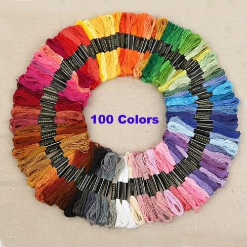 100 Colors Polyester Embroidery Thread Hand Cross Stitch Floss Sewing Skeins Craft DIY Handmade Accessories Knitting Tools