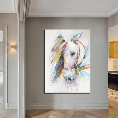 100% Handmade Oil Paintings Art Canvas Simple Colorful Stallion Abstract Wall Pictures Art Home Decoration No Framed Large Size