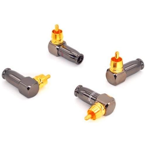 2pcs plated Right Angle RCA Male Plug Audio Video Connector Soldering adaptor