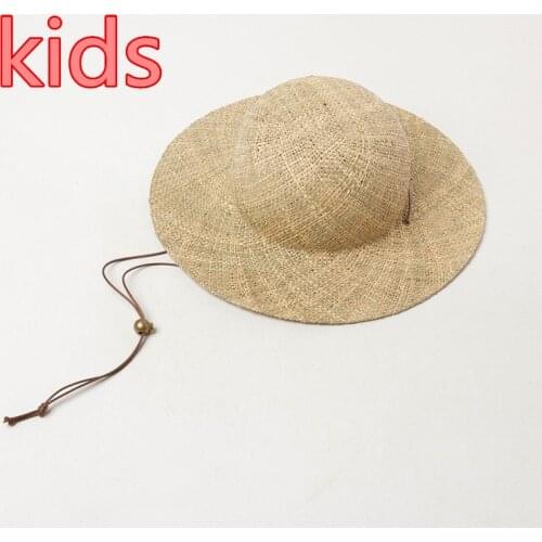202006-HH6027 handmade natural grass holiday kids sun cap children leisure hat