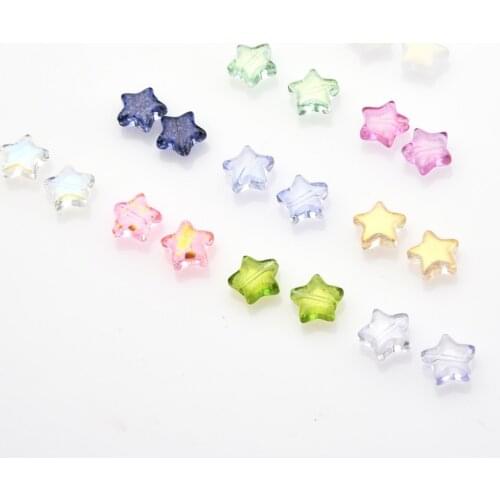 300Pcs New Star Pendants Glass Beads Gradient Color 10MM Frosted Five-pointed Star For DIY Making Earings Jewelry Accessories