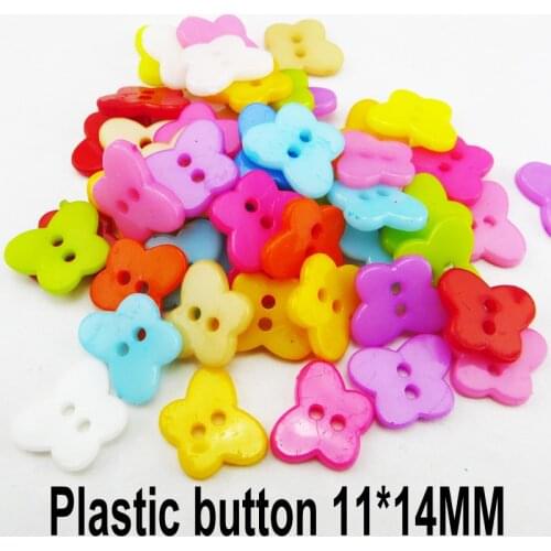 100PCS Dyed Butterfly Plastic Buttons Decoration Coat Boots Sewing Clothes Accessory Garment Toy Button P-267