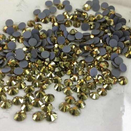 Free Shipping! SS6 to SS30 All Size Metallic Sunshine Color Hot Fix Iron On Rhinestone