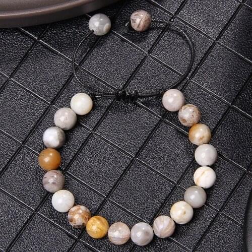 Natural Stone Beads Bracelet For Women Men White Porcelains Turquoises Crazy Agates Braided Bracelets Vintage Exquisite Jewelry