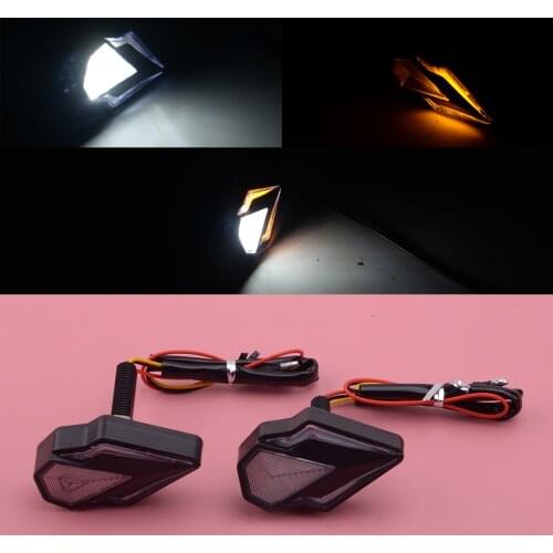 CITALL 2pcs Dynamic Flowing Sequential Motorcycle Flush Mount LED Turn Signal DRL Blinker Light Lamp Indicator Flush Mount White