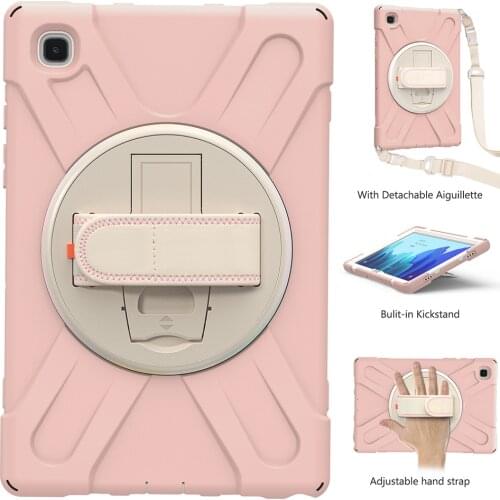 Kids Silicone Case with 360 Rotatable Kickstand for Samsung Galaxy Tab A7 Shockproof Cover 10.4 T500 T505 Silicone Case+Strap