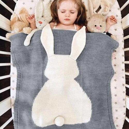 Baby Rabbit Blanket Knitted Newborn Wrap Blankets Super Soft Infant Bedding Quilt For Bed Sofa Basket Stroller Blankets