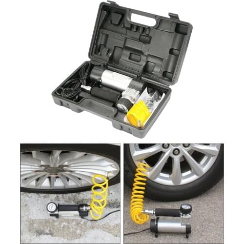 Electric Car Tyre Air Compressor Pump 35L/MIN Ball Cigarette Charger Tire Inflator Pressure Gauge with Nozzle Adaptor Carry Case