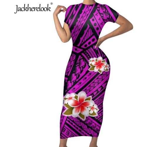 Jackherelook Polynesian Tattoo Vintage Tribal Hibiscus Print Summer Office Lady Work Vestidos Formal Bodycon Women Pencil Dress