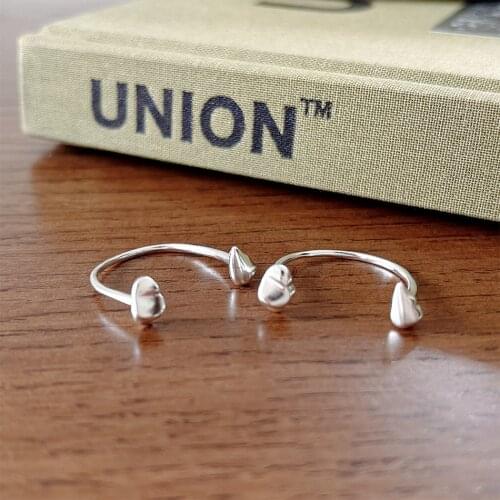 1pc Thin Authentic S925 Sterling Silver double dysmorphism Irregular Stone Ring Fine Jewelry TLJ1669