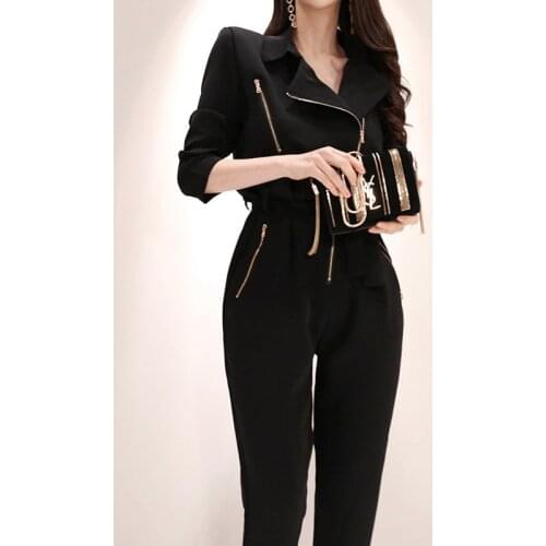 Fashion women new arrival casual comfortable jumpsuit vintage work style temperament wild trend high quality black romper
