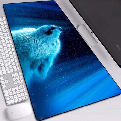 Wolf Predator Howl Pad Table Mice Computer Laptop Mouse-Pad Desktop with Sewn Edges Non-slip Mouse Pad Custom Desk Mat 900x400mm