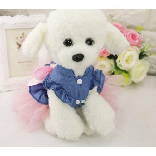 Summer Dog Dress Pet Dog Clothes for Small Dogs Wedding Lace Princess dress Skirt Puppy Clothing Spring Fashion Dog Jean clothes