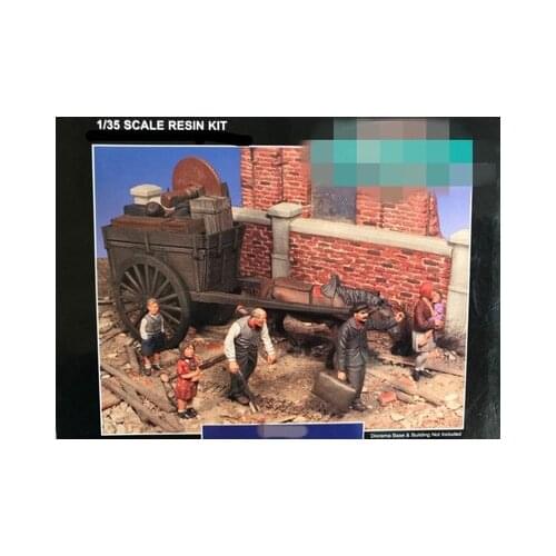1/35 Scale Models Resin WW2 Carriage And Figures WWII Figure Unpainted GK Model Kit Diorama Handmade DIY Lnteresting Gifts