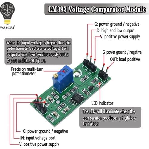 LM393 3.5-24V Voltage Comparator Module High Level Output Analog Comparator Control With LED Indicator