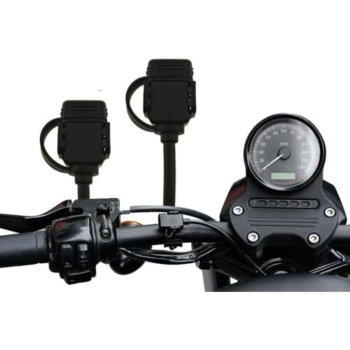 Motorcycle Dual USB Port 12V-24V 2.4A IPX6 Waterproof USB Charger with Micro USB Charging Cable for Smart Phones GPS