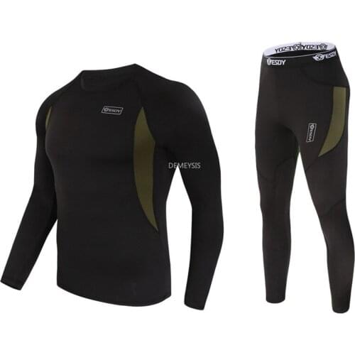 Men Tactical Thermal Underwear Sets Winter Warm Tight Fitness Thermal Underwear Quick Drying Male Winter Warm Clothing