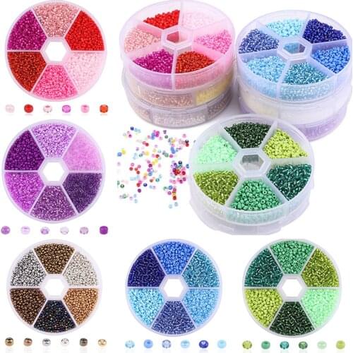 2mm 3000-3900Pcs/Box Crystal Czech Glass Loose Beads Making Set for Jewelry Charm Seed Spacer Beads Needlework DIY Earrings M4