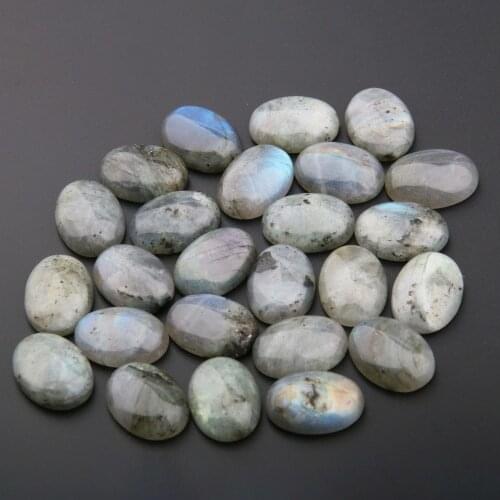 Natural Stone Labradorite Cabochon Beads Flat Back Oval No Hole Loose Beads For jewelry making DIY Ring Necklace accessories