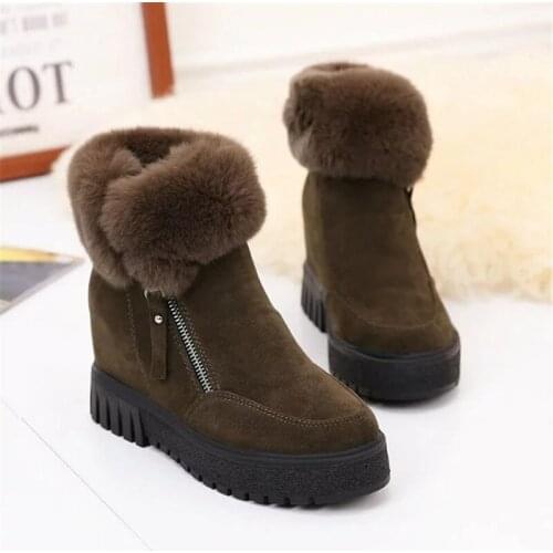 2020 New Women Boots Winter Outdoor Keep Warm Fur Boots Waterproof Womens Snow Boots Thick Heel with Round Head High Heels
