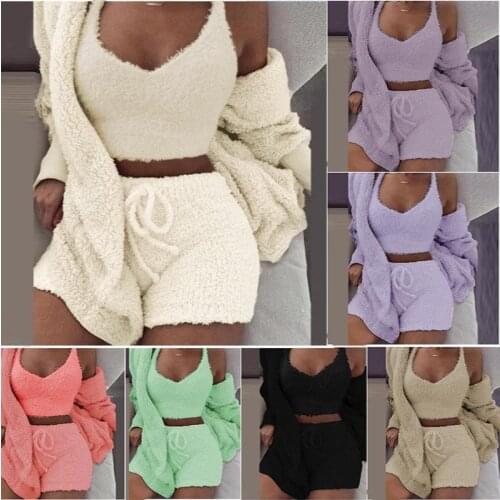 Autumn and winter womens double-sided velvet home service jacket vest fashion casual three-piece women