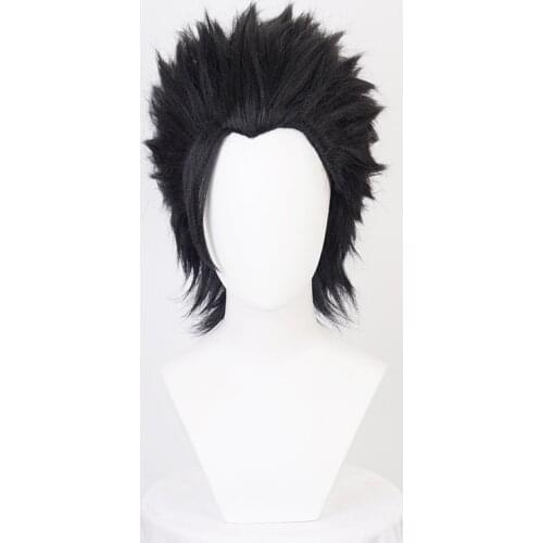 Final Fantasy FF7 Zack Fair Cosplay Wigs Short Black Slicked-back Heat Resistant Synthetic Hair Wig + Wig Cap