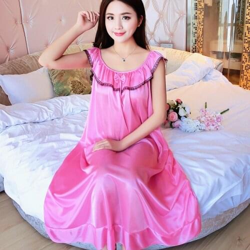 Oversize 4XL Female Satin Silk Nightgown Lady Sexy Spaghetti Strap Night Dress Women Nighties Summer Sleepwear Loose Nightwear