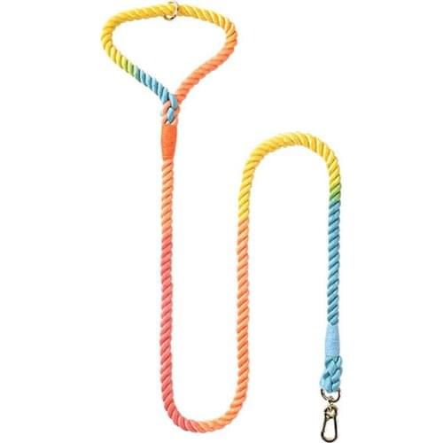 1.2M 1.5M Dog Leash Rope Gradient Colorful Hand-dyed Woven Cotton Rope Fashion Dog Pet Supplies Personalized Basic Leashes